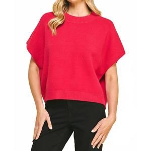 NEW PINCH sterling boxy short sleeve sweater in raspberry